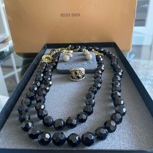 Heidi Daus Black Beaded Toggle Necklace’s,
Ring, Earring Set